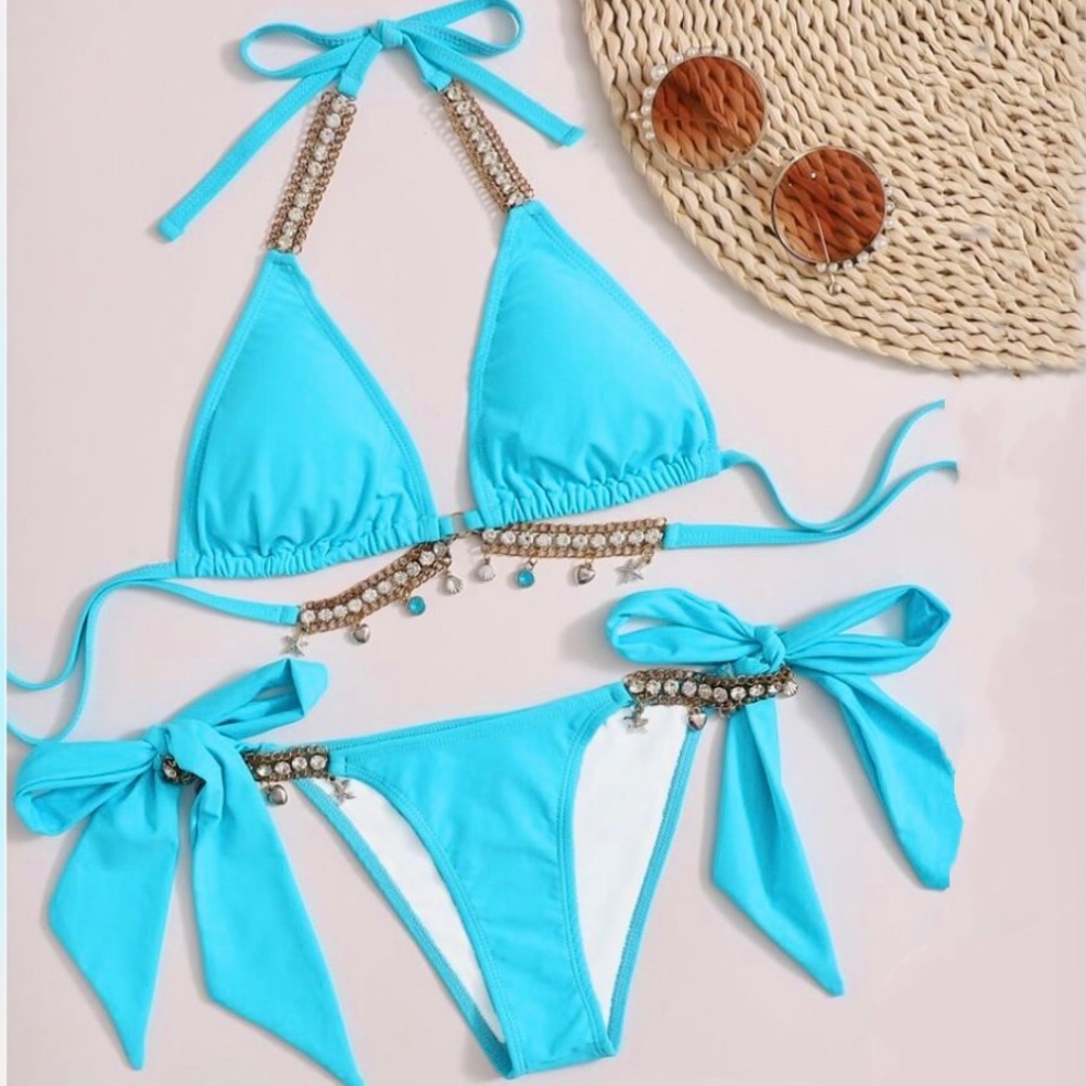 COPY - Rhinestone Chain Linked Bikini Swimsuit
